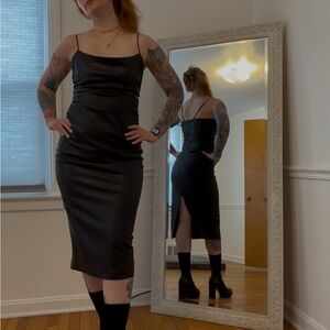 Guess Black Leather Maxi dress